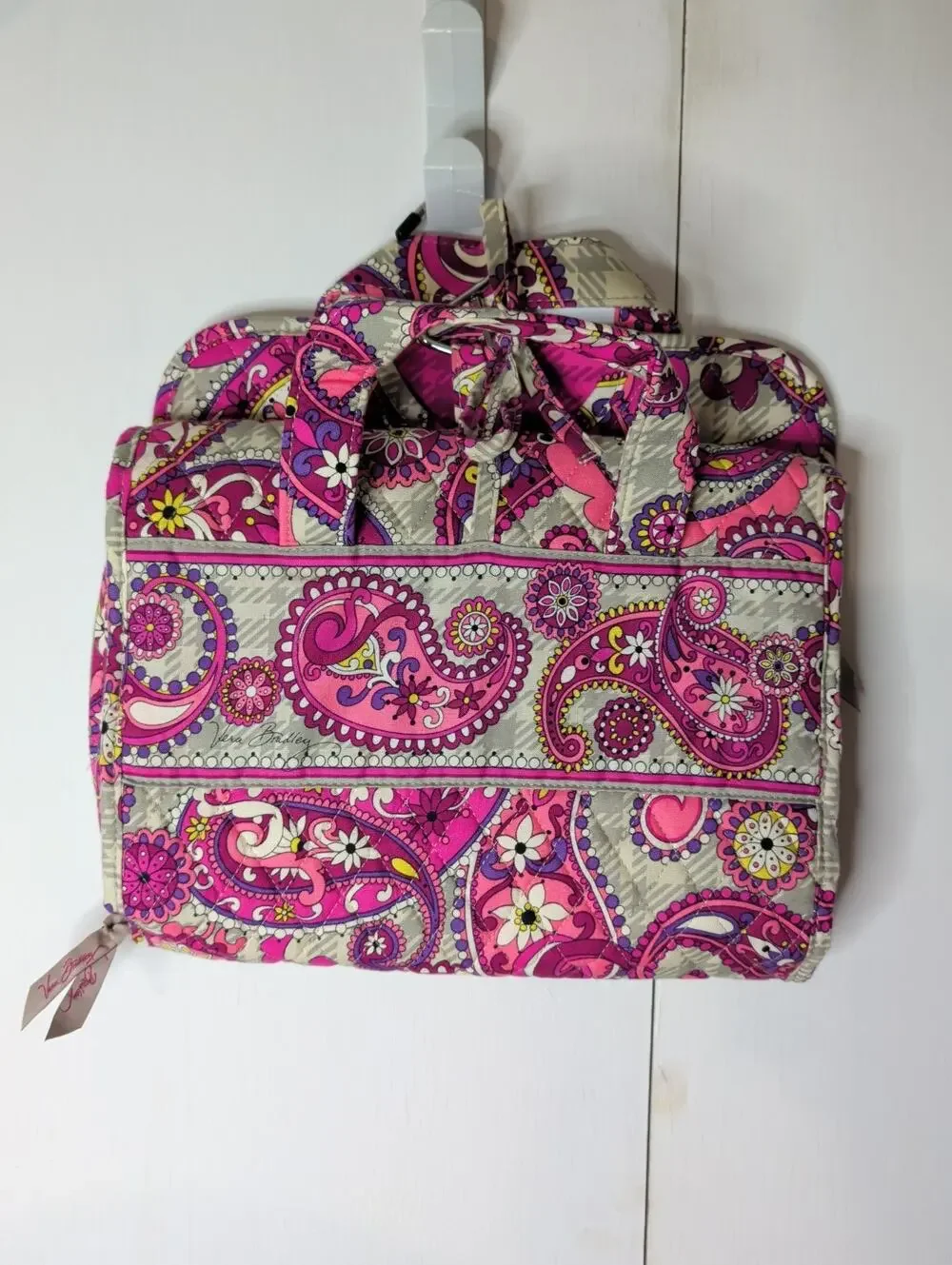 Vera Bradley Pink Paisley Meets Plaid Keep It Up Hanging Travel Organizer